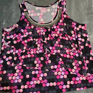 Lane Bryant Ruffle Sleeveless Blouse with Decorative Collar Size 26/28